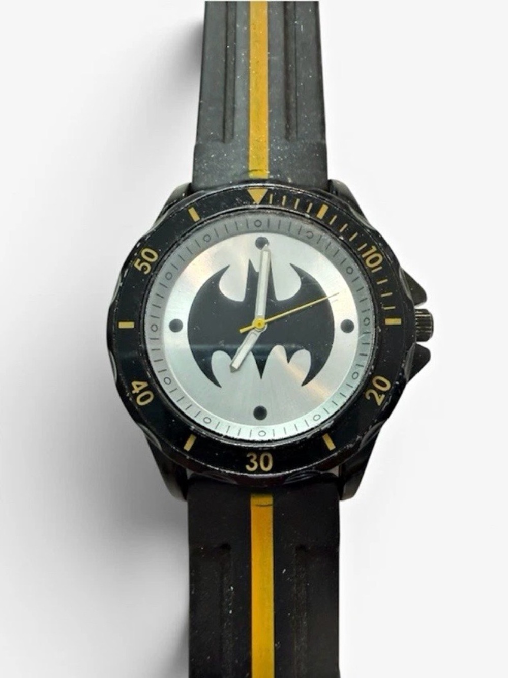 Accutime DC Comics Black and Yellow Batman Logo Wrist Watch - Needs Battery